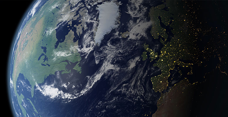 Satellite image of earth. Net Zero