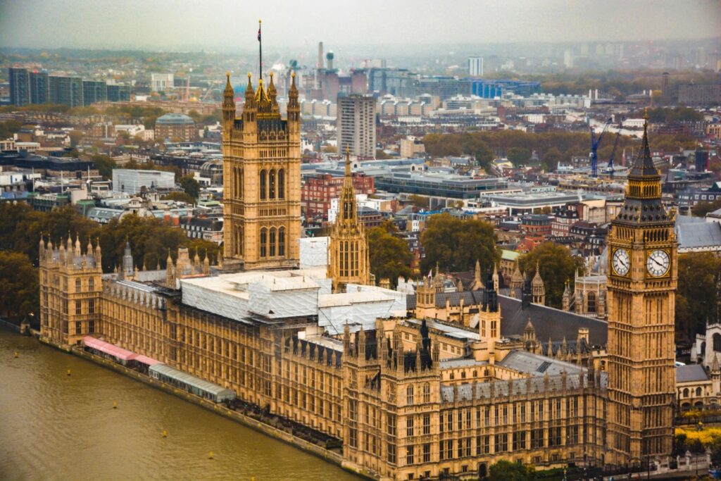 Birds' eye view of Houses of Parliament