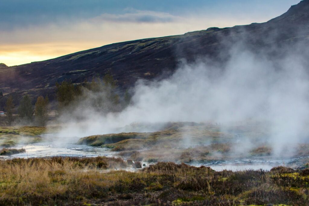 Geothermal energy, steaming landscape