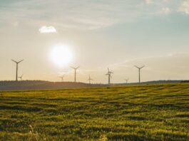 ISO and GHG Protocol announce partnership to harmonise carbon accounting standards Blue sky, green grass and wind turbines