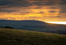Net zero by 2050 could cost less than a single fossil fuel price shock, CCC finds wind turbines UK sunset