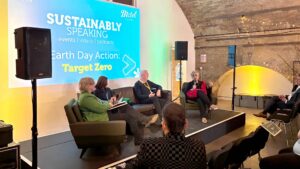 Sustainably Speaking Property Panel, chaired by Joanna Watchmam, MD of Content Coms. Speakers: Ying Seow, Director of Sustainable Operations, JLL Nadra Ahmed CBE, Executive Chairman, National Care Association Malcolm Hanna, Senior Sustainability Manager, Legal & General